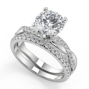Saniyah Petite twist Pave Round Cut Diamond Engagement Ring - Nivetta